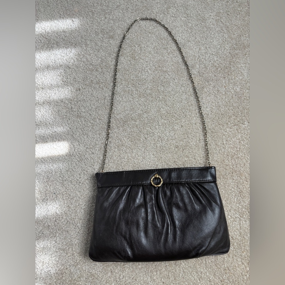 Morris Moskowitz Brown Leather Chain-Strap Shoulder Bag